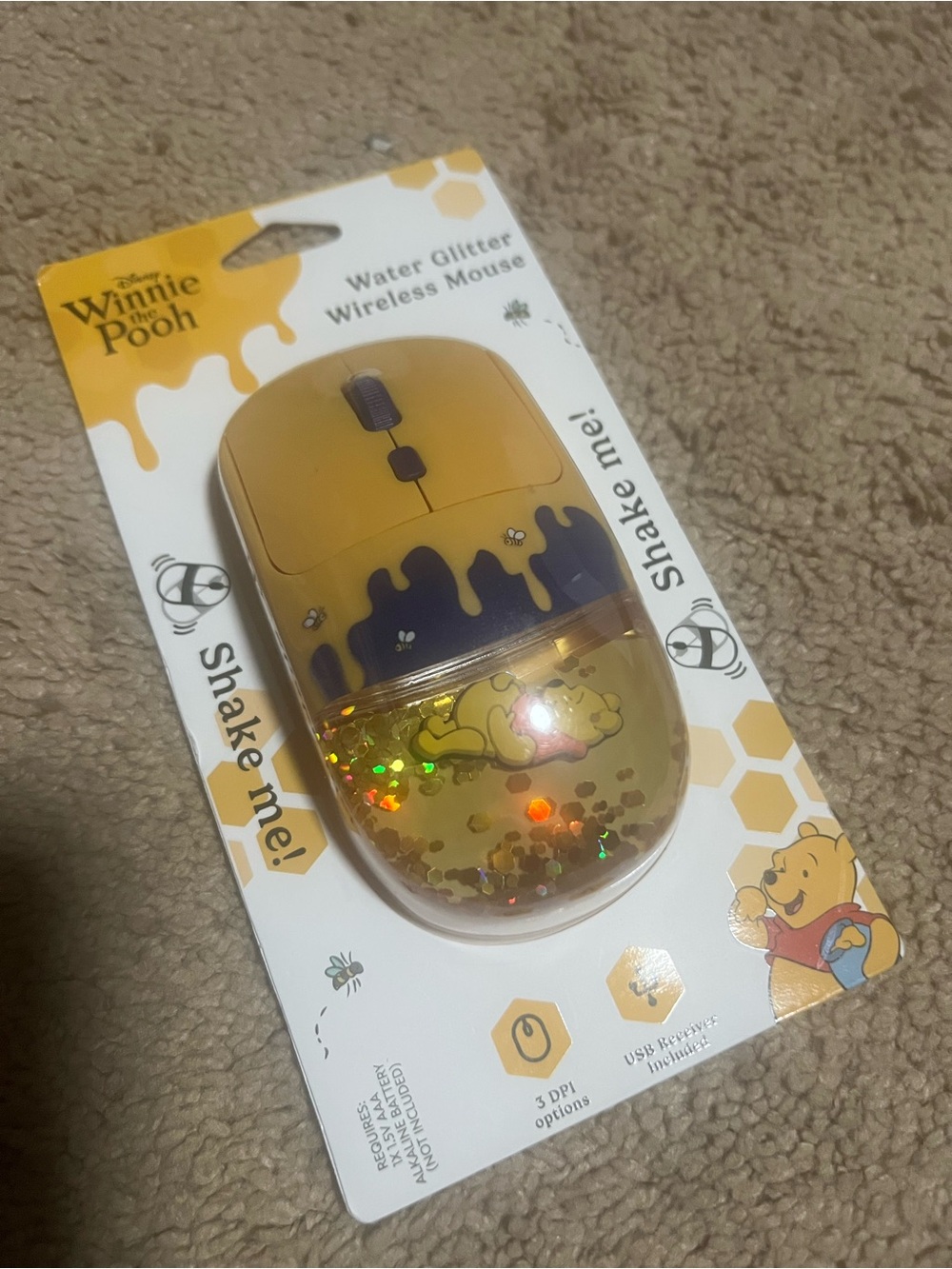 Yellow Glitter Wireless Mouse
